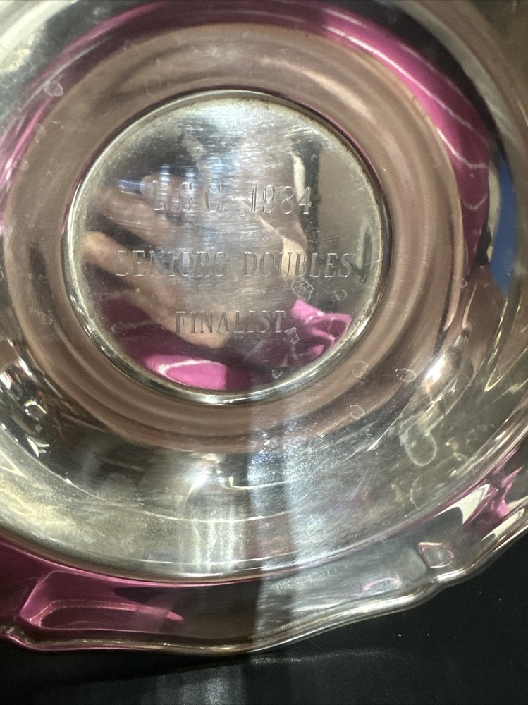 1984 Sheridan Taunton Silversmiths Serving Dish Bowl Lion Seniors Doubles 7"