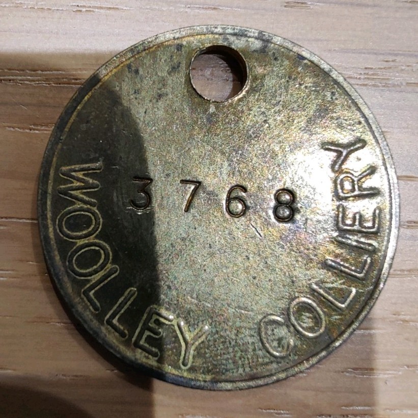 Woolley Colliery Pit Check Tally Token marked Woolley Colliery 3768