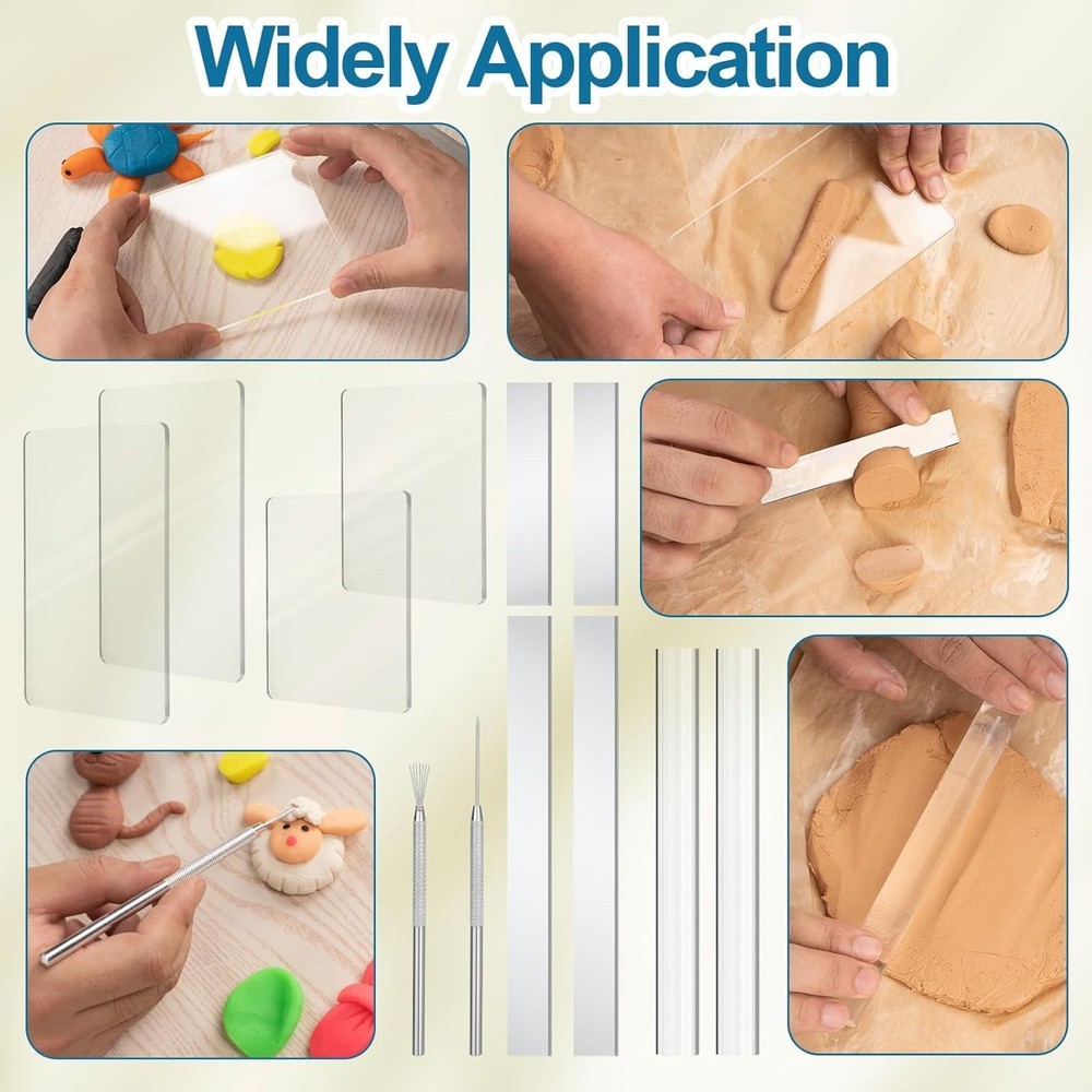 Clay Tools Kit, 12 PCS Polymer Clay Cutter Tools, Rectangle Shape Acrylic Pre...
