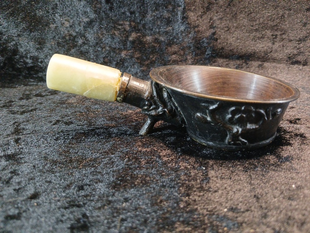 Incense Burner Brass With Stone Handle