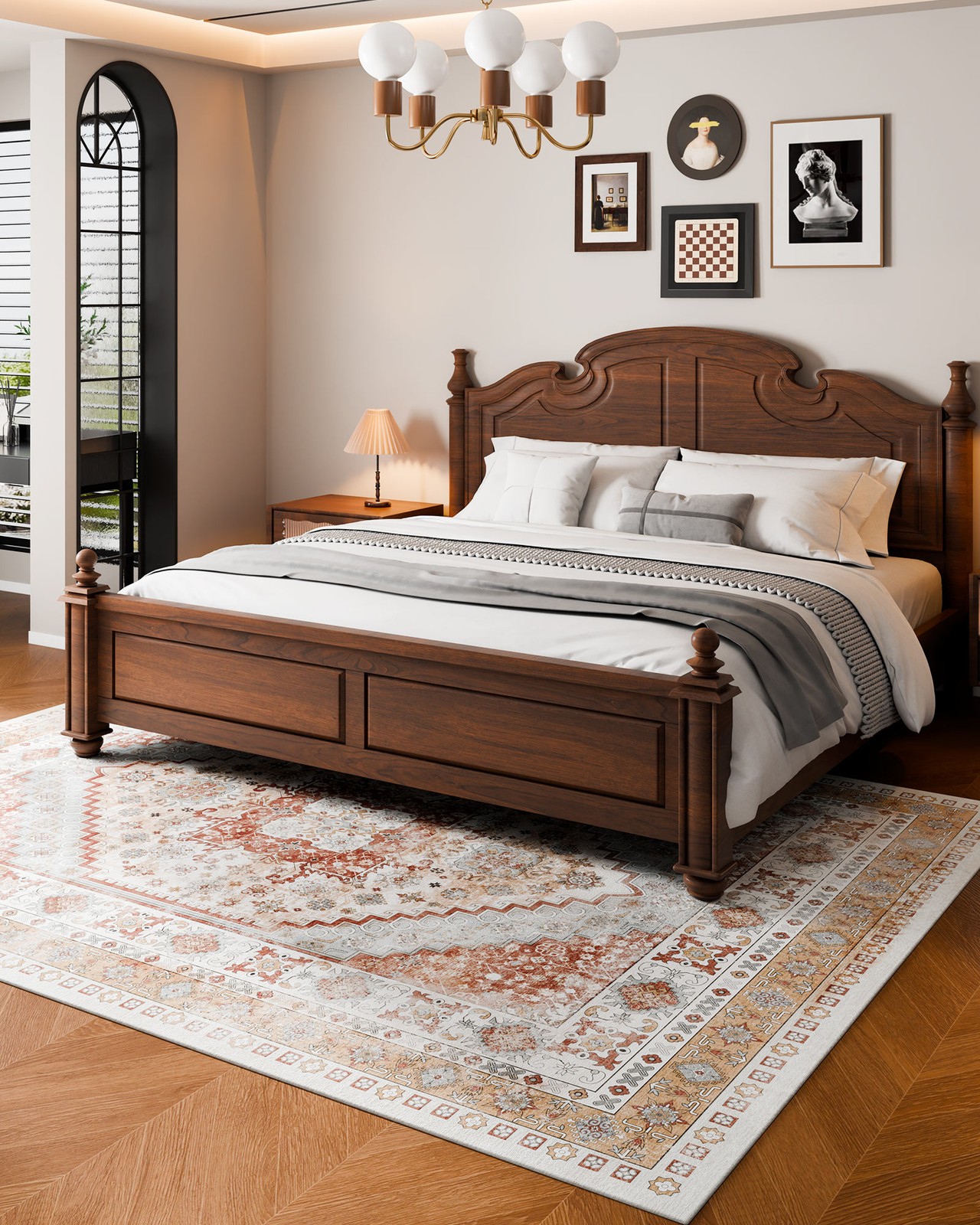 Uimoso 8 x 10 ft Area Rug Medallion Floor Mat Indoor Carpet Washable Anti Skid