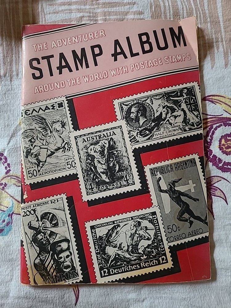 1956 VINTAGE HARRIS ADVENTURER POSTAGE STAMP ALBUM AROUND THE WORLD NO STAMPS