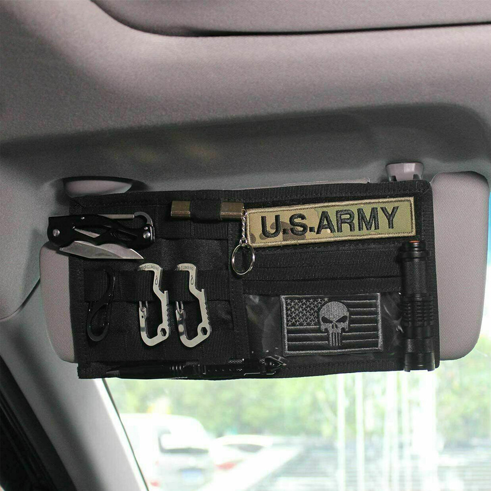 Tactical MOLLE Vehicle Panel Sun Visor Organizer Car Visor Storage Pouch Holder