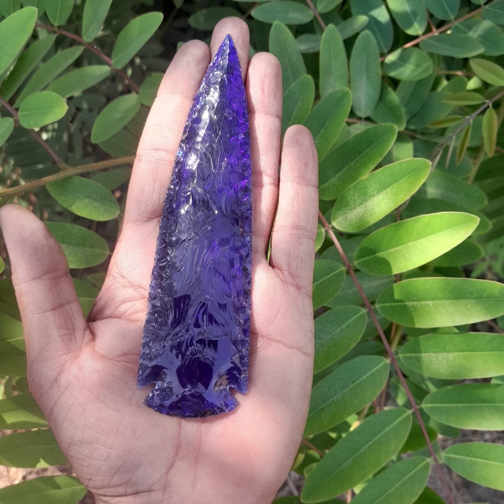 Boho Blue Crystal Arrowhead – Unique Handmade Wall Hanging Decor,