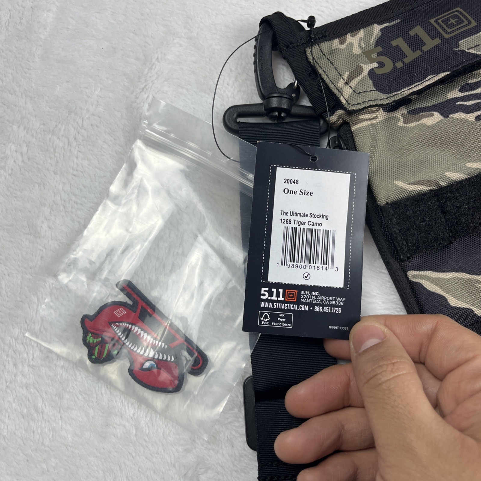 5.11 Tactical The Ultimate Stocking W/ Shark Patch Tiger Camo Sling Bag