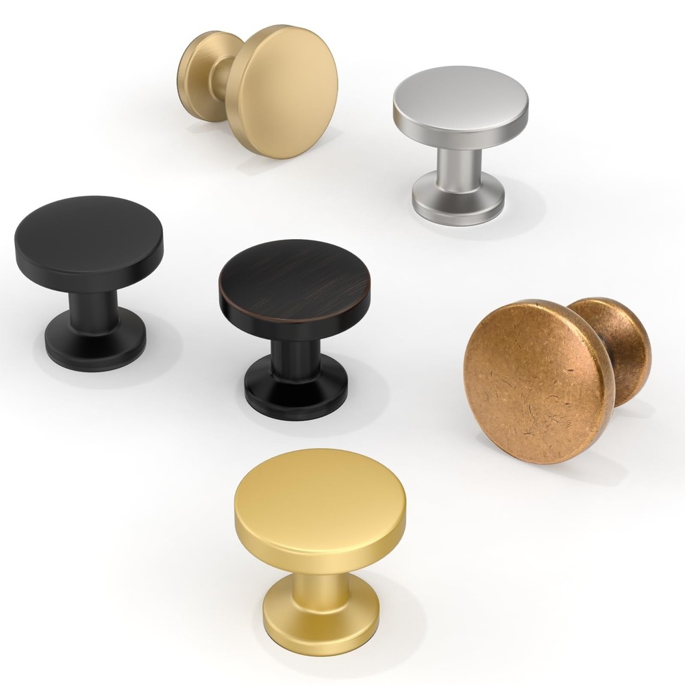 10 Pack Matte Black Cabinet Knobs 1-1/5 Inch(30mm) Single Hole Cabinet Pulls ...