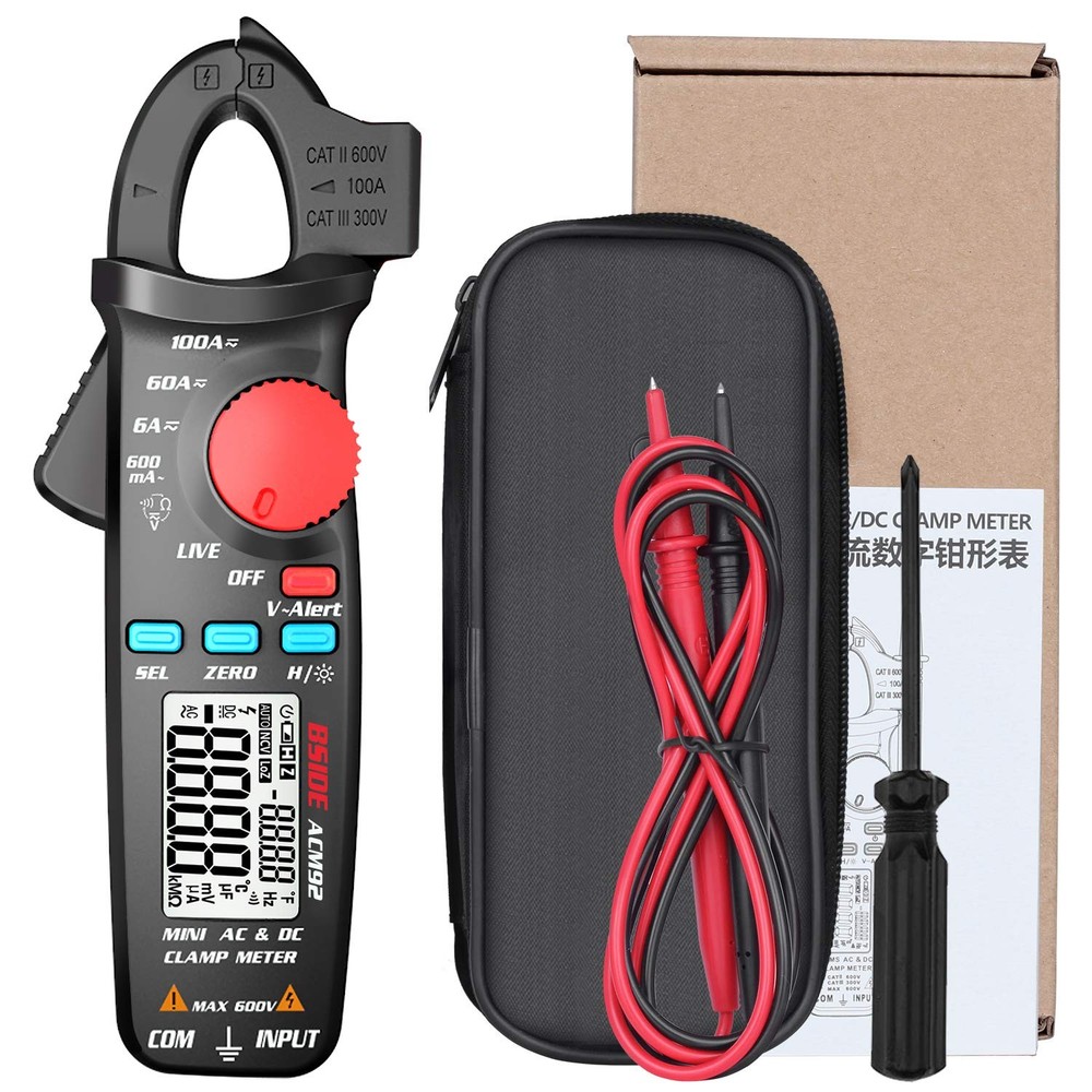 ACM92 Mini Clamp Meter AC DC Current 100 Amp Auto Range Digital Black