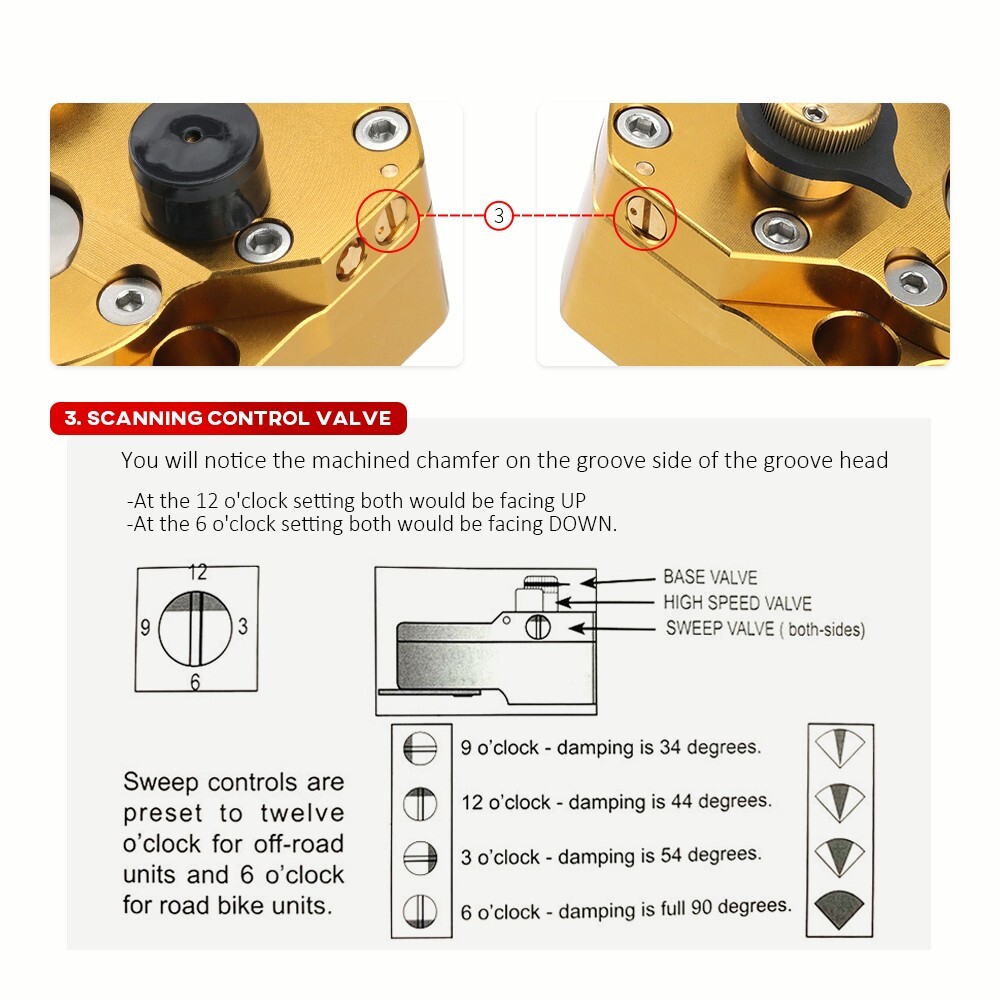 Gold Universal Adjustable Steering Damper Stabilizer Safety Control Off-Road