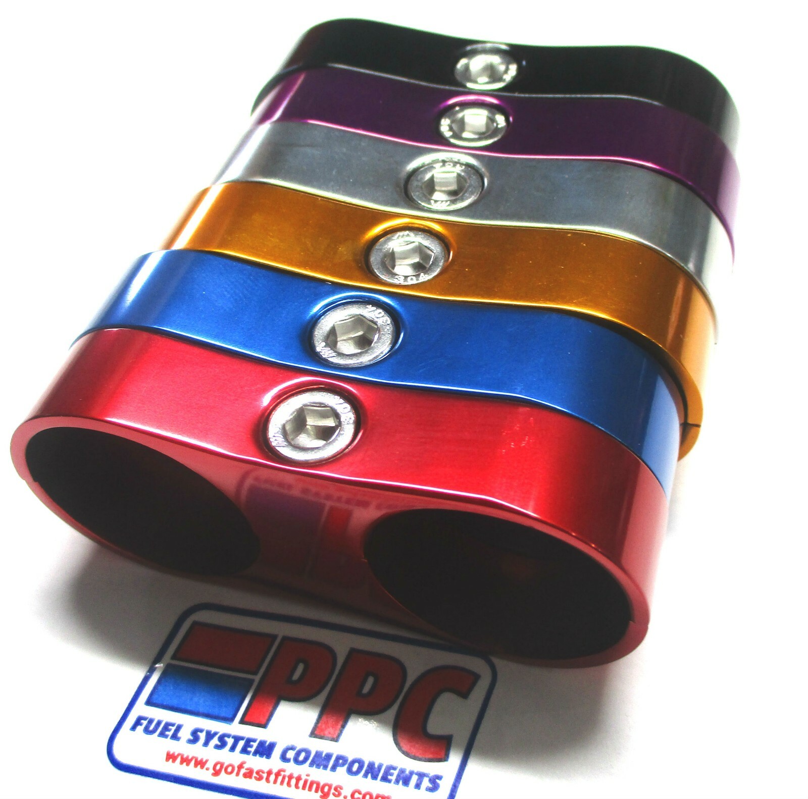 BILLET ALUMINUM DUAL HOSE SEPARATR 1 & 1/16" i.d.SIMCHROME POLISHED SILVER 2 PK