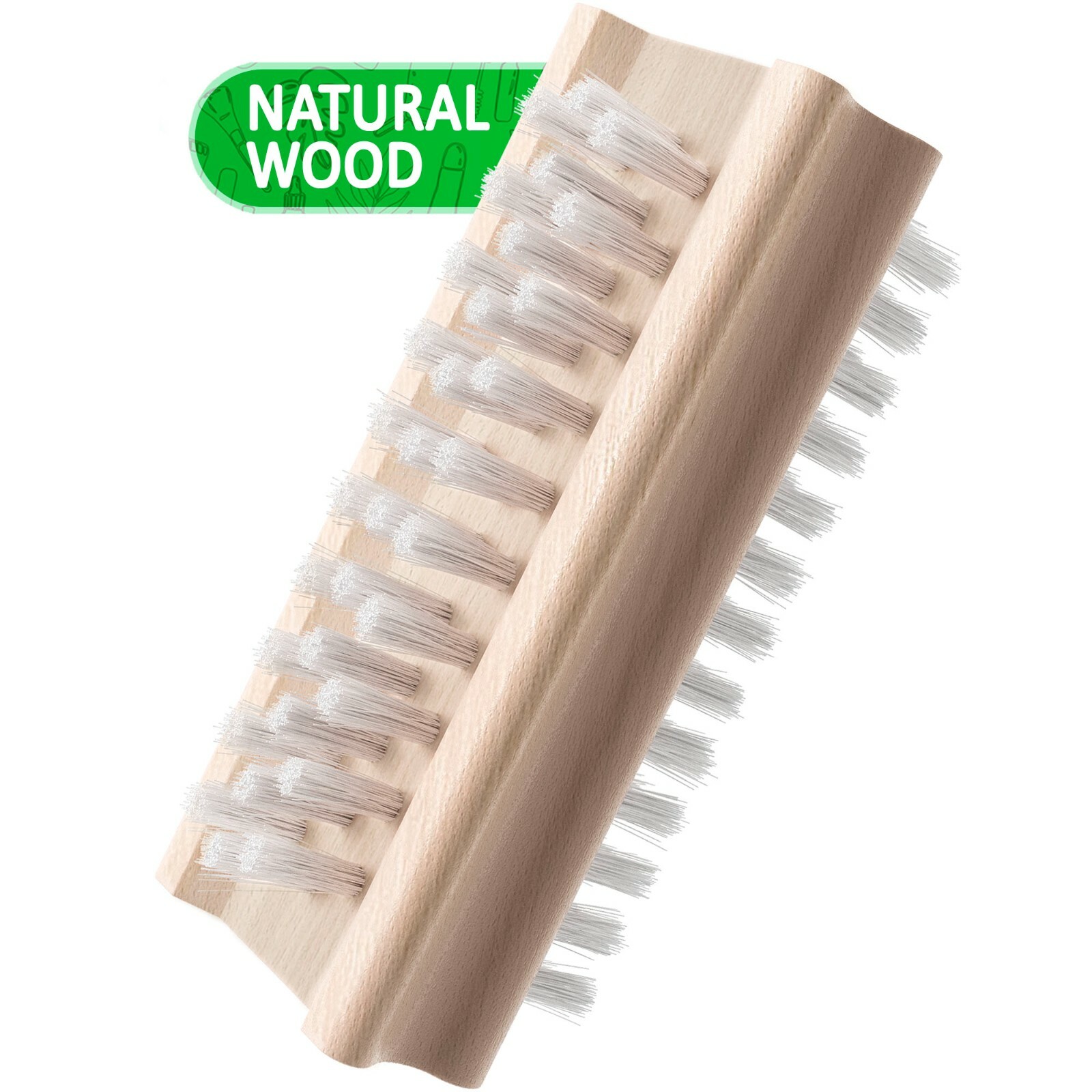 Konex Non-Slip Wooden Two-sided Hand and Nail Cleaning Brush