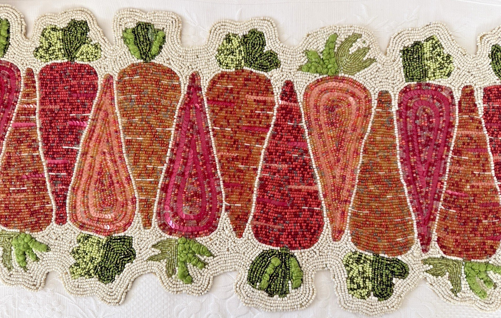 Pier 1 Imports Beaded & Sequin Carrot Easter Table Runner Spring Decor Cost Plus