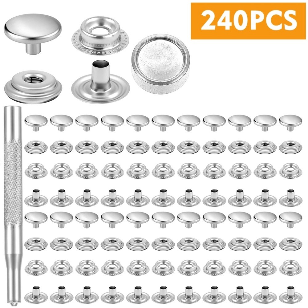 480X Snap Fastener Stainless Steel Boat Canvas Screw Press Stud Cover Button Kit