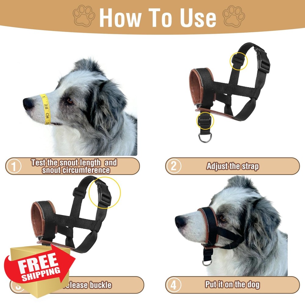 Brown Leather Dog Muzzle Small Prevent Biting