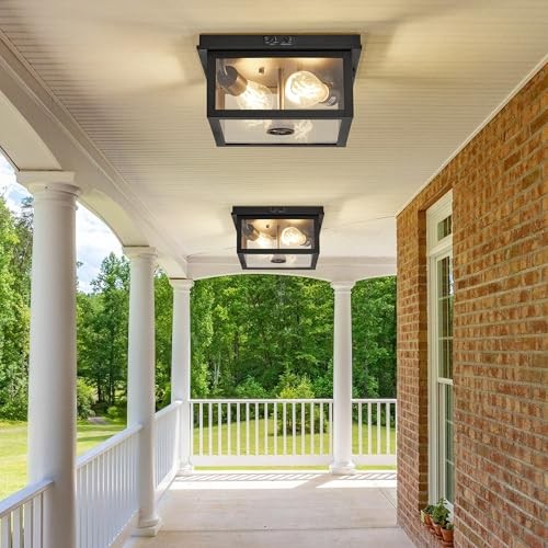 Adjustable Motion Sensor Ceiling Light Fixture Outdoor Large Size 11" Square