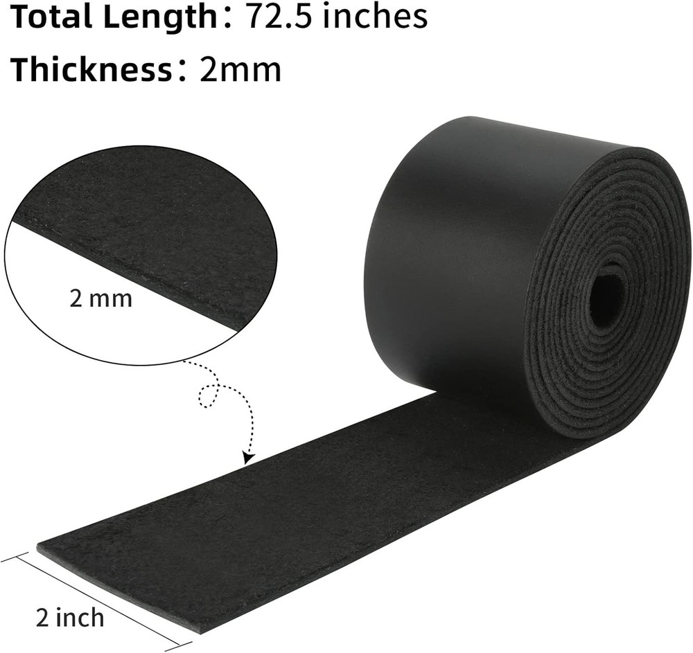 Soft, Waterproof 2 Inch Black Leather Strips - Versatile Crafting Material