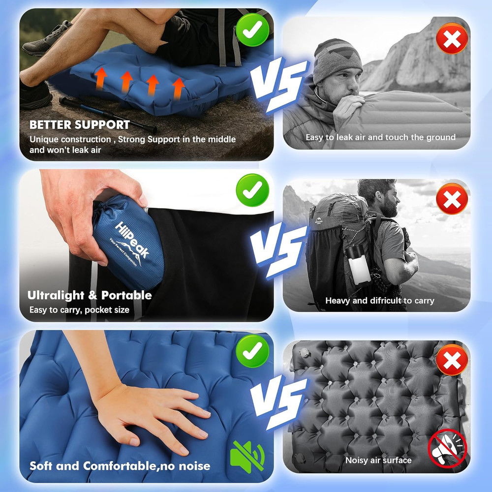 Compact Memory Sleeping Pad and Inflatable Seat Cushion