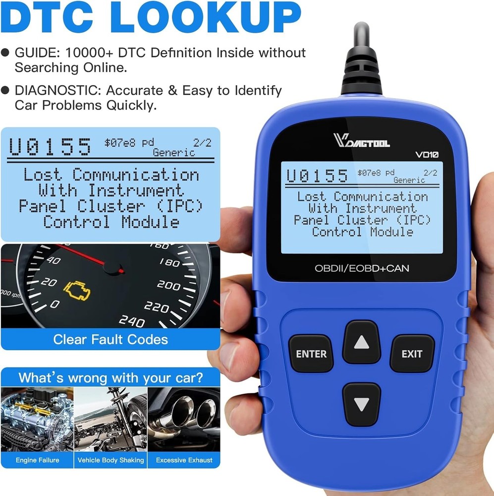 OBD2 Car Diagnostic Scanner Code Reader Engine Fault Clear Live Data I M