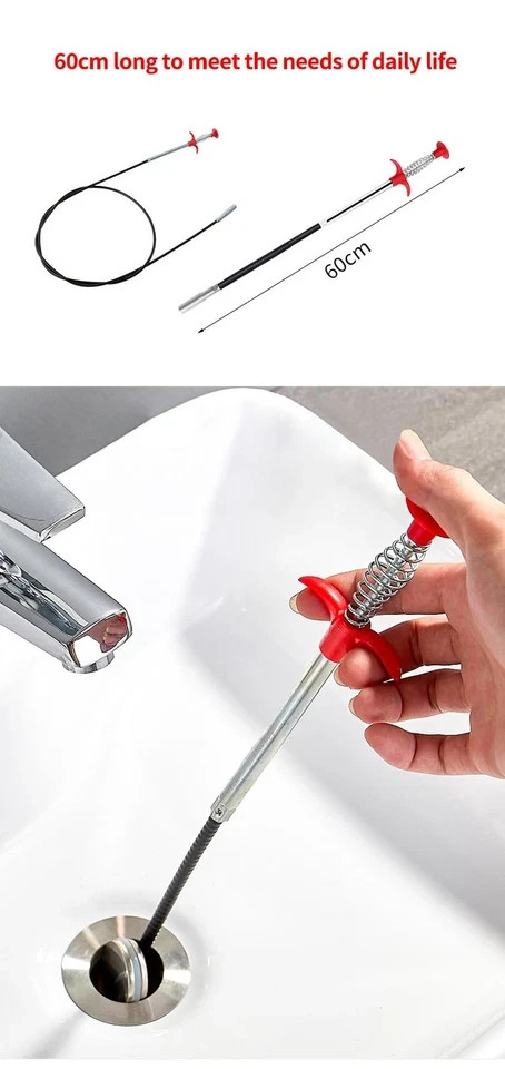 60cm Spring Pipe Dredging Tool - Drain Snake, Clog Remover, Household Kitchen