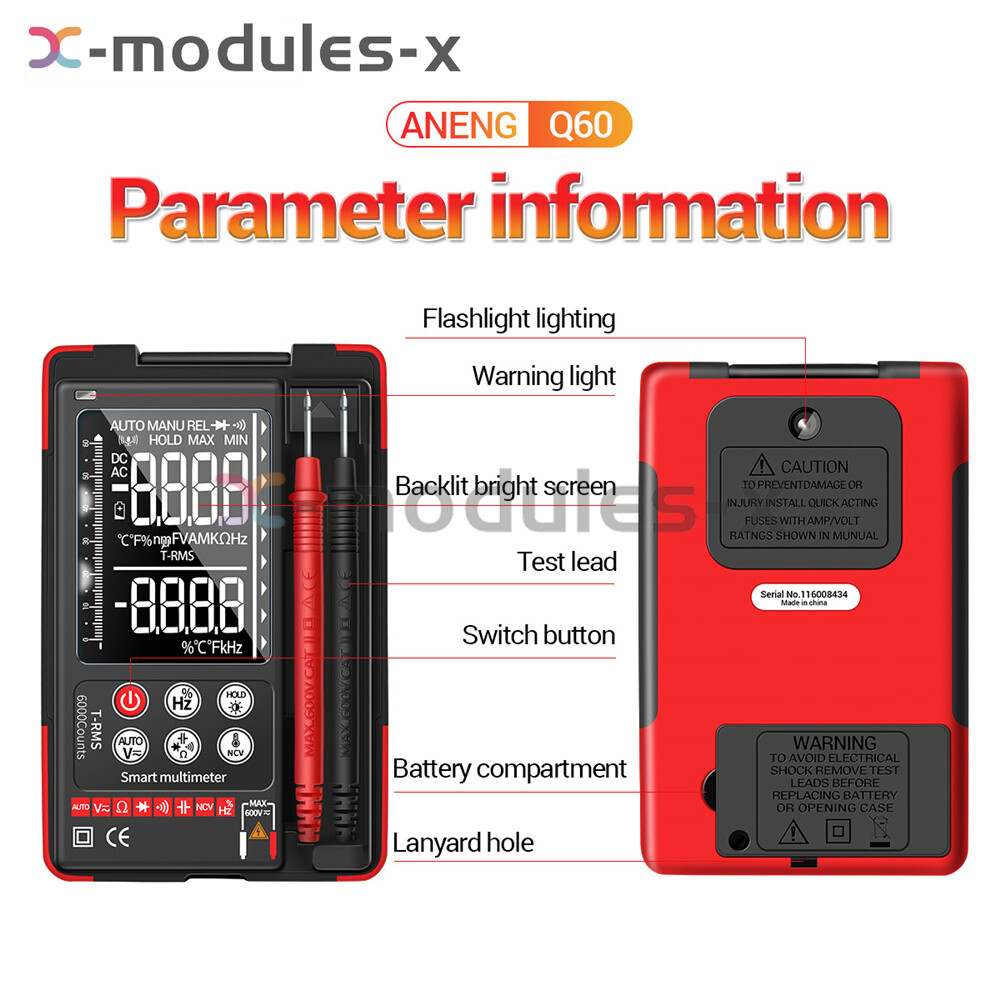 ANENG Q60 Digital Multimeter AC DC Voltmeter Ammeter Volt Tester Meter