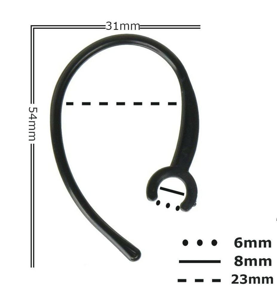 6 Pack 8mm Universal Replacement Ear Hooks for Wireless Bluetooth Headset