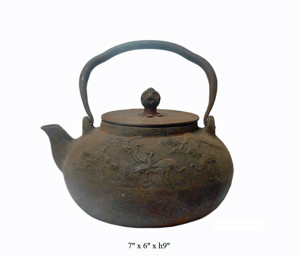 Chinese Rustic Iron Teapot Shape Display Decor cs562