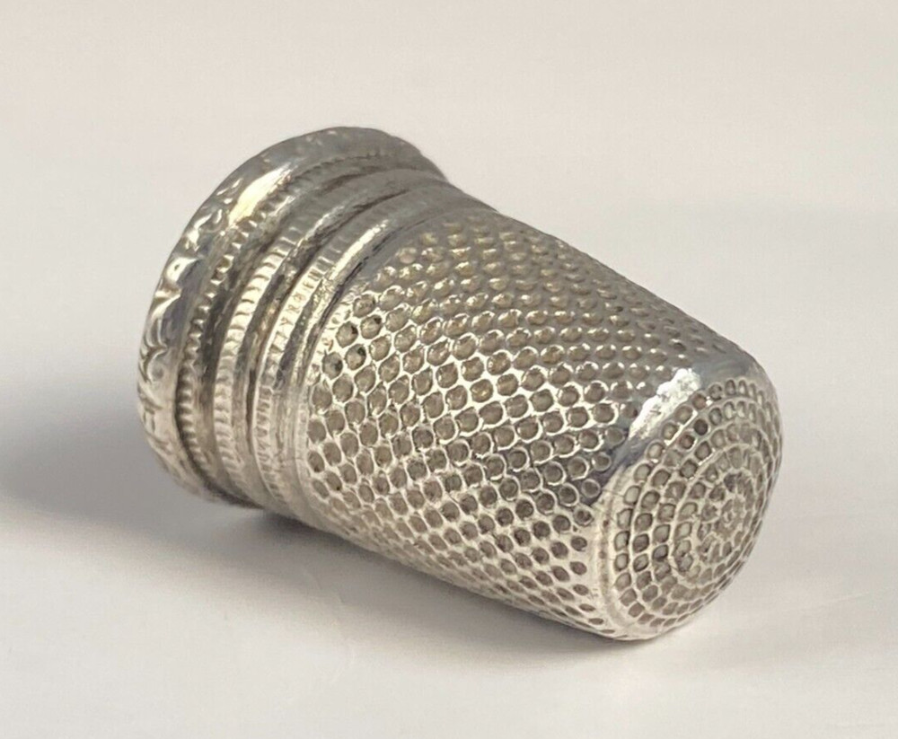 Antique 2x c1910 Solid Silver Thimbles One by U.S.A Simon Brothers & Other