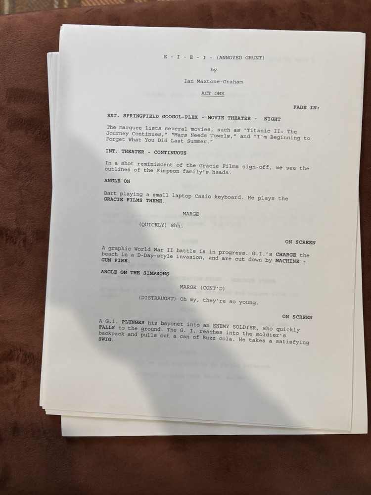 The Simpsons Original Production Script AABF19 E-I-E-I-(Annoyed Grunt)