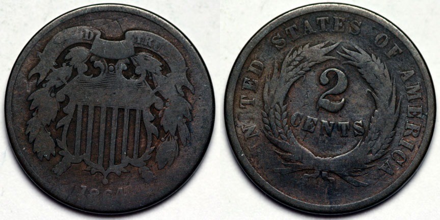 1864  Two Cent Piece