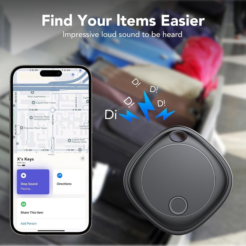 4 Pack - Air Tracker Tags, Bluetooth Tracker Works with Apple Find My APP (iOS)