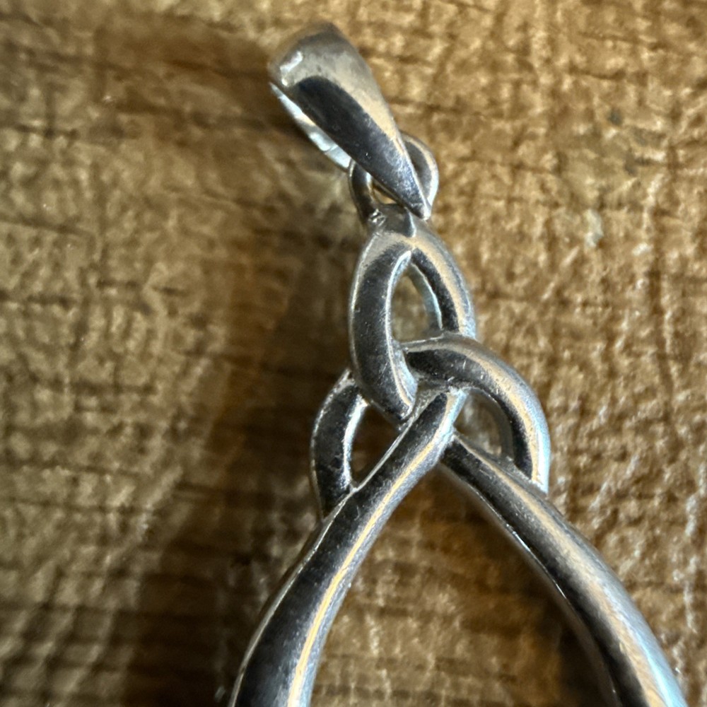 Sterling Silver Claddagh Trinity Celtic Pendant Signed Solver