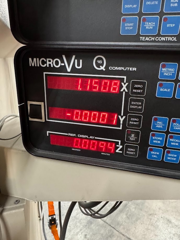 MicroVu Optical Comparator Model S 14A Micro Vu Edge detector