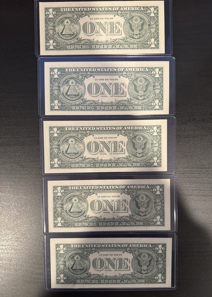 Lot 10 $1 Error Notes – 5 MAJOR Miscut (4 Show Note) + 5 Serial Error/Ladder UNC