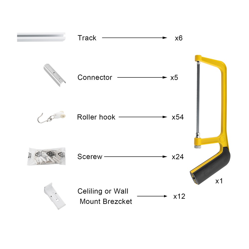 Adjustable Ceiling Mounted Curtain Track Rail Straight Slide Window Balcon