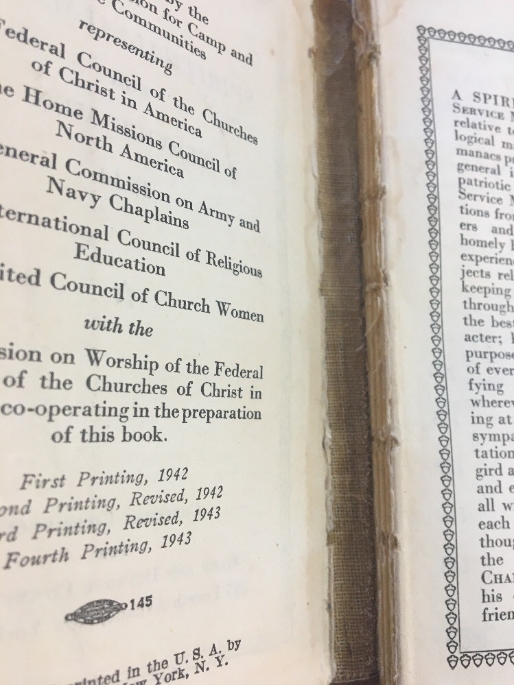 Vintage WWII A Spiritual Almanac for Servicemen for Wartime 1943 Pocket Size C58