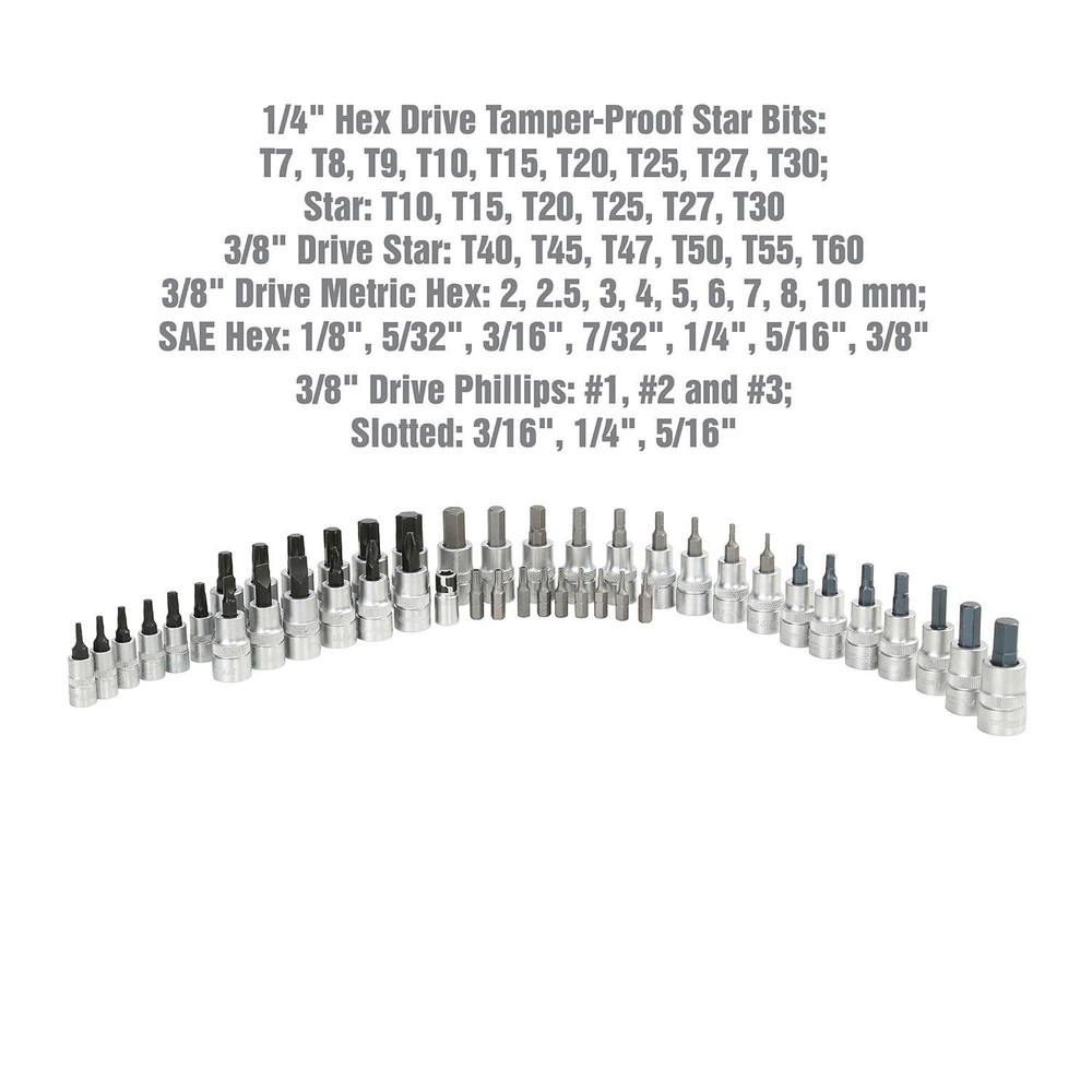 OEMTOOLS 23992 44-Piece Torx Socket Set, Ideal Bit Set 44 Piece, Multi