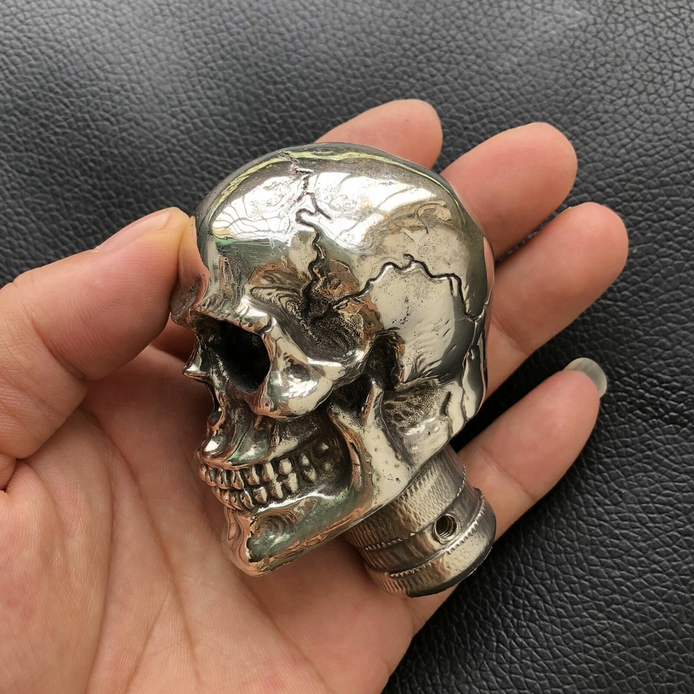 Solid White Copper Casting Skull Car Gear Shift Knob DIY part Cane Crutches Head