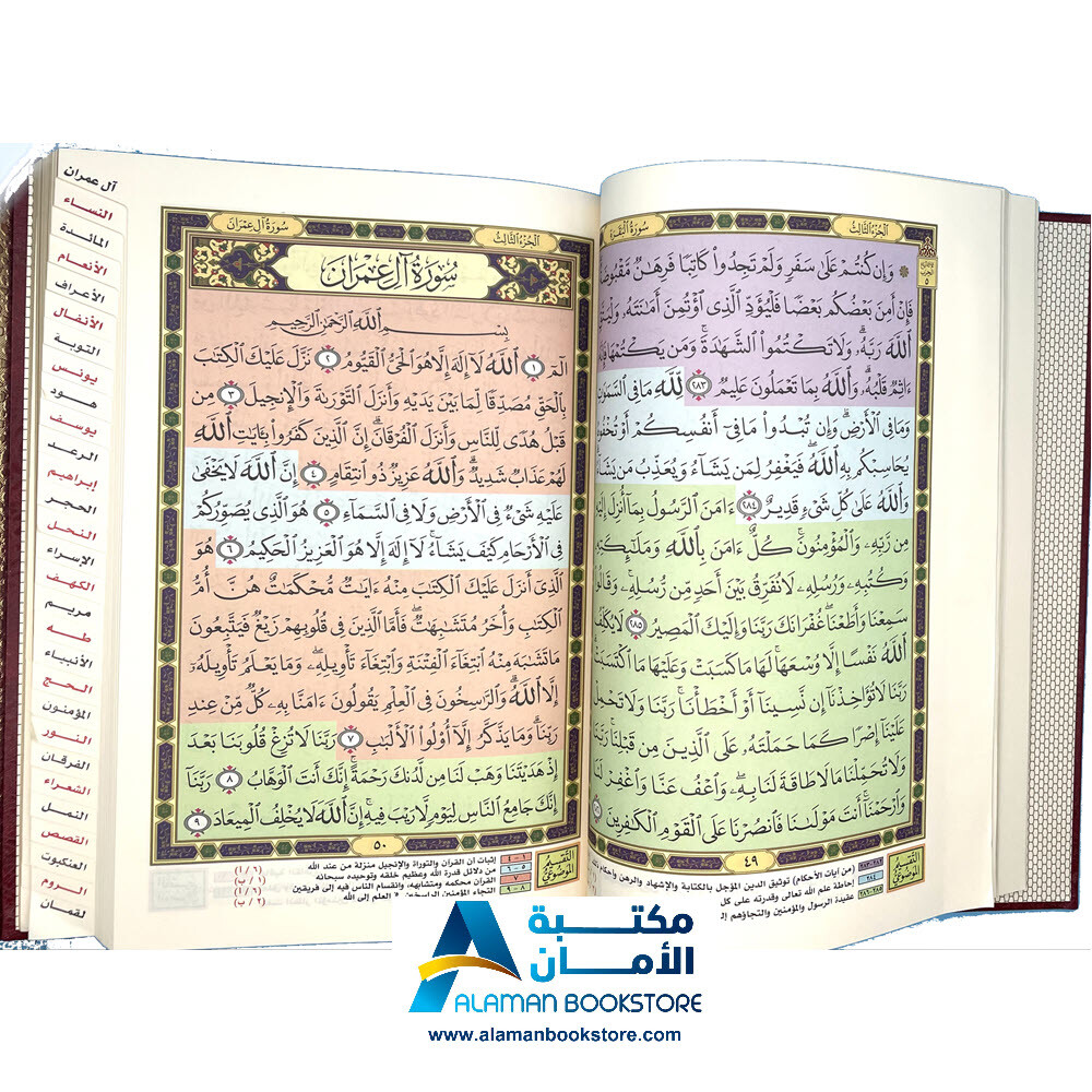 مصحف التقسيم الموضوعي المفهرس المذهب - قياس 14 × 20 سم