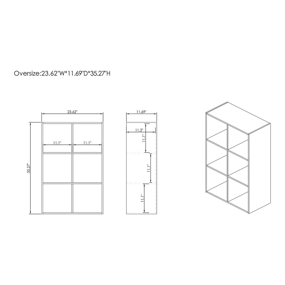 Brooks Stackable 6-Cube Wood White Bookcase