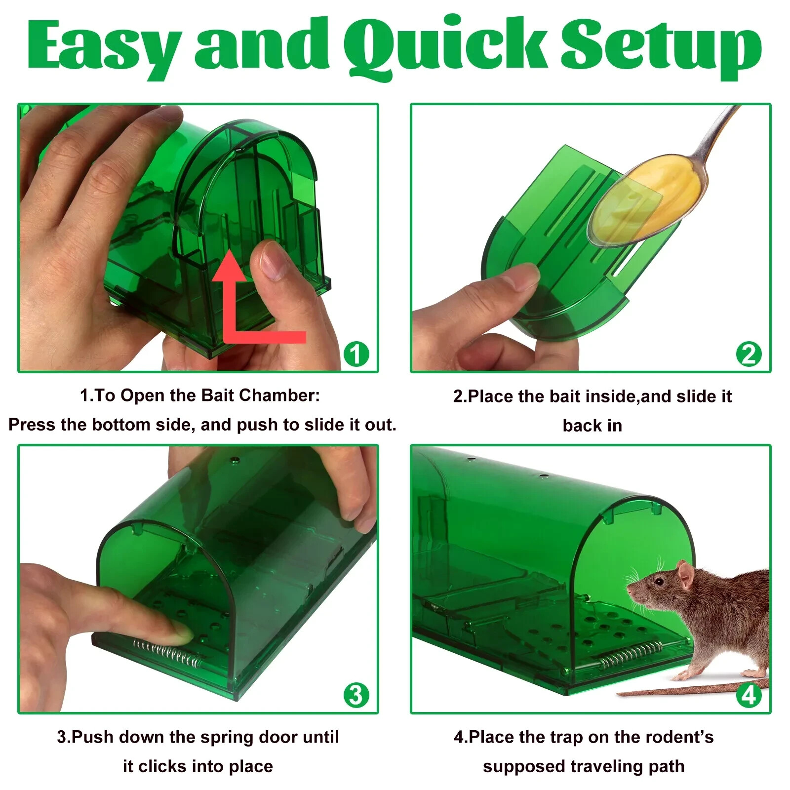 1, 2,4, 6-Humane Mouse Traps Live Catch & Release No Kill Rat Mice Trap Reusable