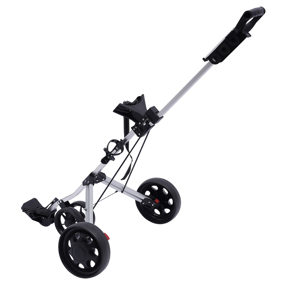 3 Wheel Golf Push Cart Lightweight Push Pull Golf Cart Trolley Sturdy Foldable