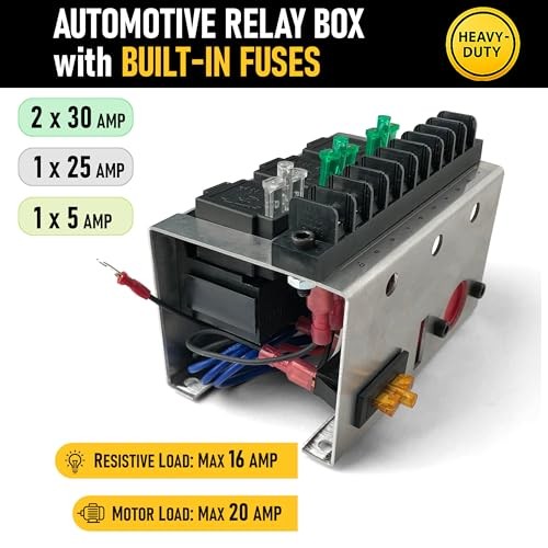 Fused Relay Panel Box and 12vDC Wiring Kit () 3 Relay
