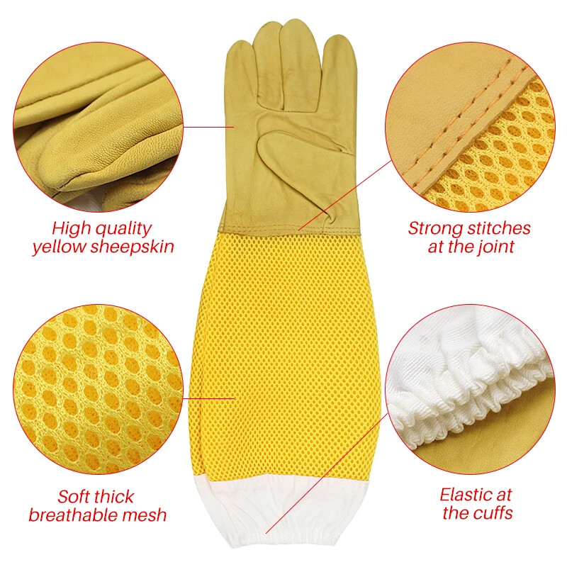 Beekeeper Gloves Protective Sleeves Ventilated Anti Bee for Beehive tools