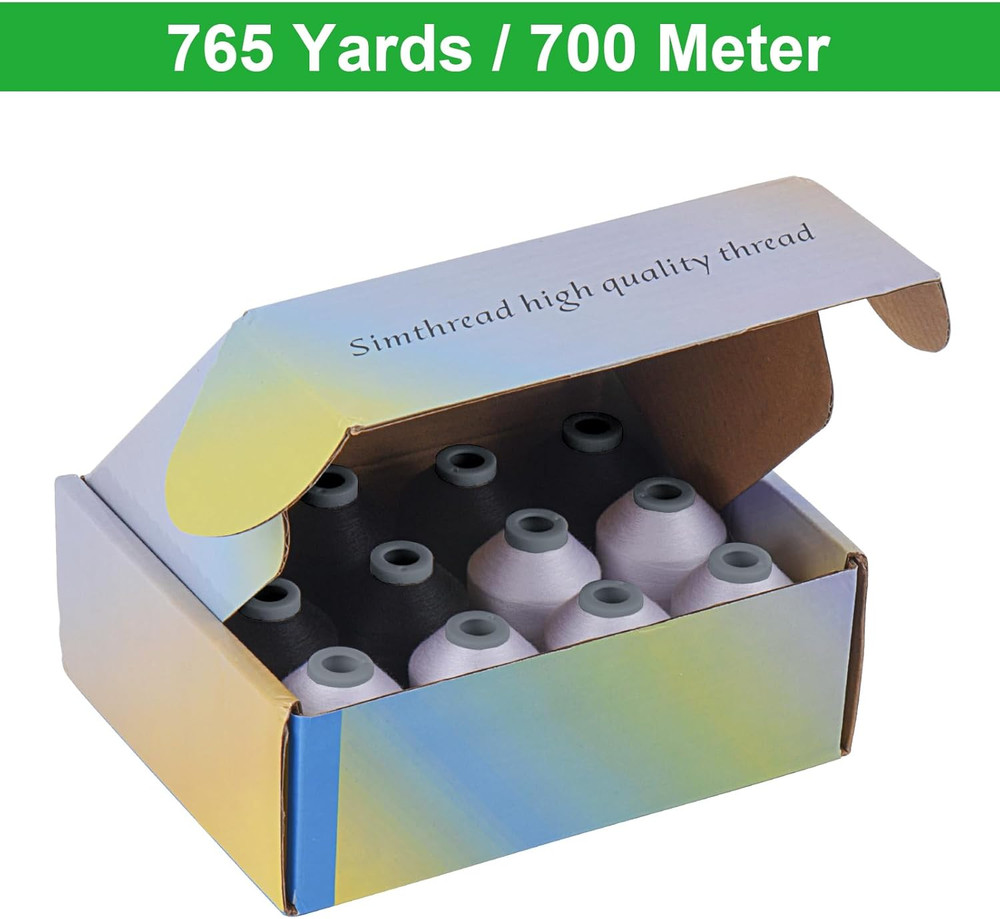 12 Spools Gray Polyester Thread 40D/2 for All Purpose Sewing Quilting