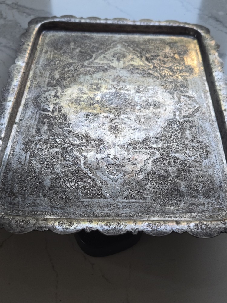 EXCEPTIONAL GENUINE ANTIQUE MIDDLE EASTERN SILVER  TRAY