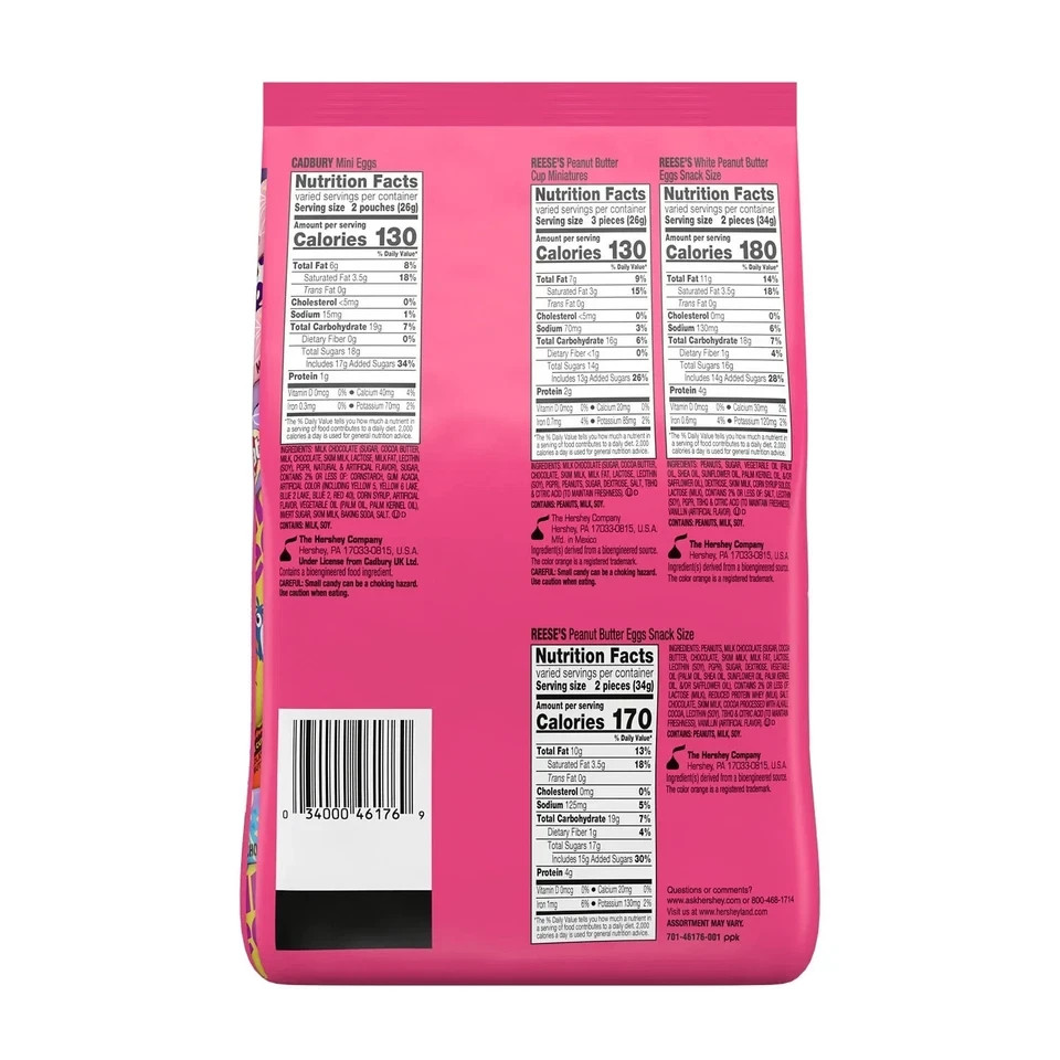 Hershey Assorted Flavored, Easter Candy Bag, 27.83 oz (70 Pieces)