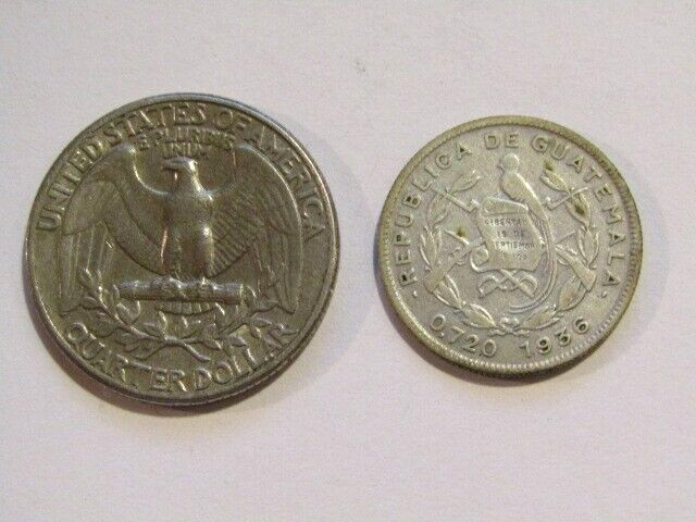Guatemala 1936 10 Centavos Silver Coin