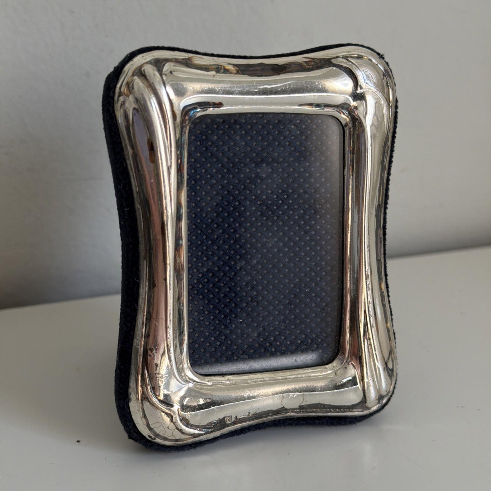 Vintage Sterling Silver 925 Small Frame Velvet 2x3 R 1÷2gv Riccio Argenti Italy