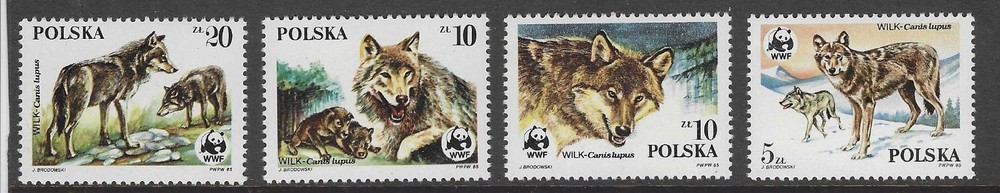 Poland 1985 wolwes wwf MNH (a313)