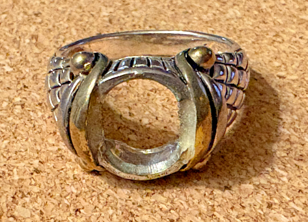 NF Sterling Silver 925 Gold Vermeil Ring BLANK Setting Python Design Shank SZ 6