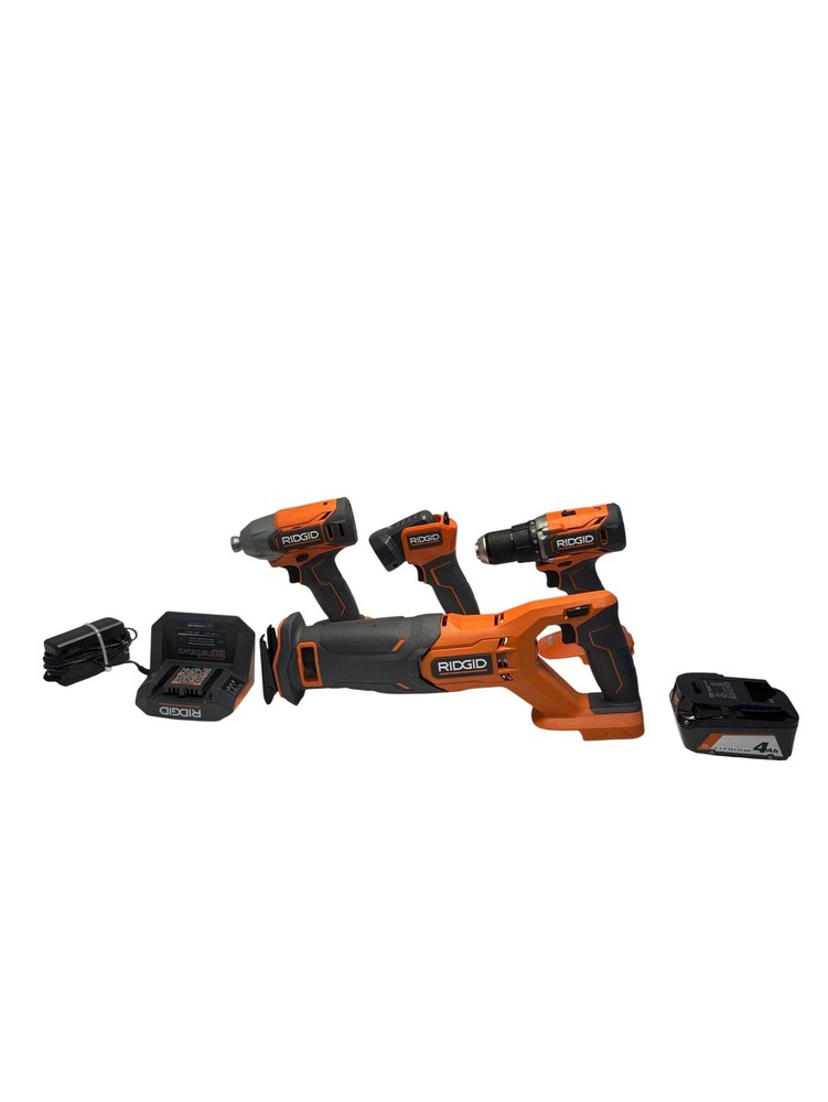 RIDGID 18V Cordless Tool Set Reciprocating Saw/Impact Driver/Flashlight/Drill